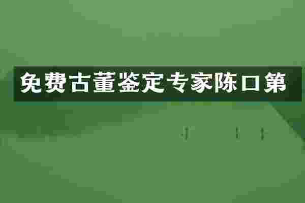 免费古董鉴定专家陈口第