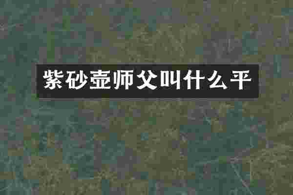 紫砂壶师父叫什么平