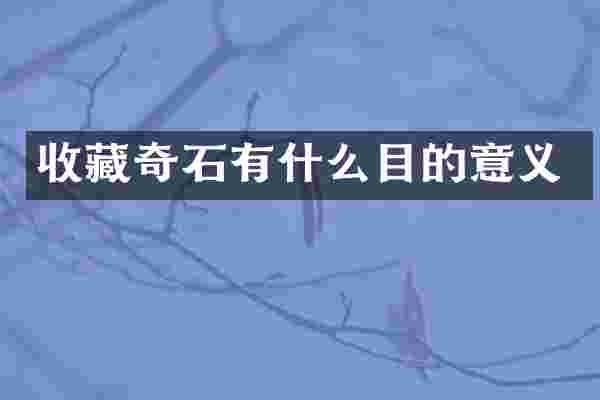 收藏奇石有什么目的意义