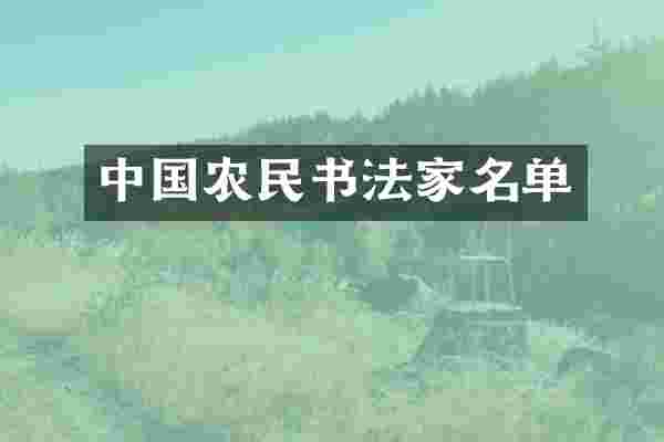 中国农民书法家名单