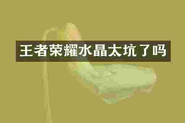 王者荣耀水晶太坑了吗