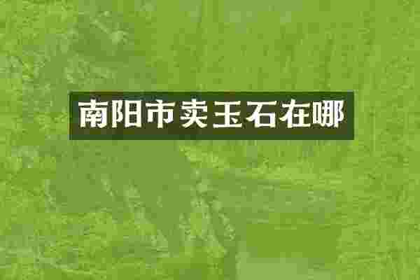 南阳市卖玉石在哪