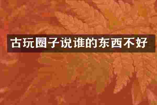 古玩圈子说谁的东西不好