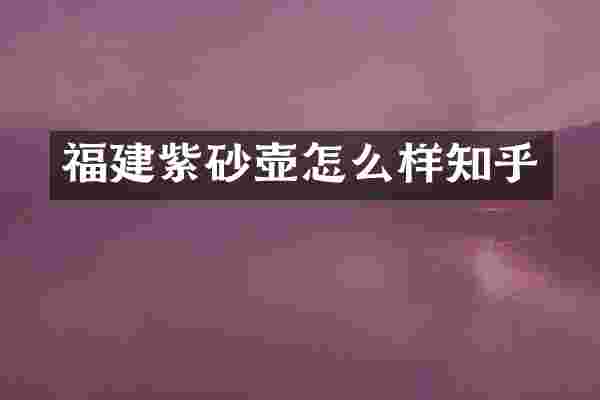 福建紫砂壶怎么样知乎