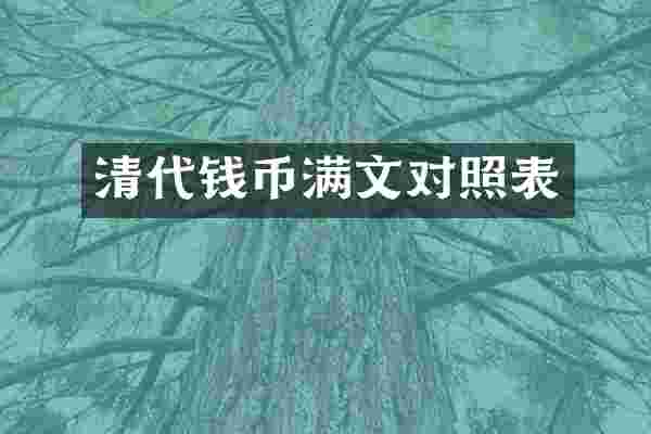 清代钱币满文对照表