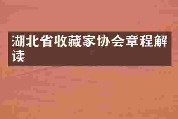 湖北省收藏家协会章程解读