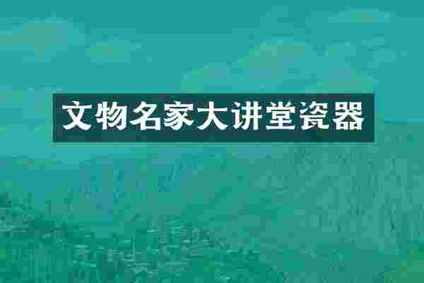 文物名家大讲堂瓷器