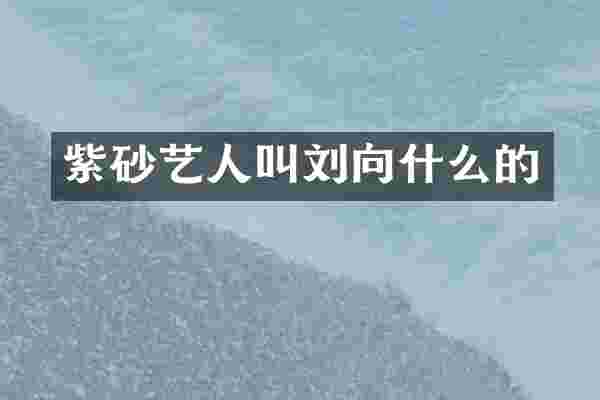 紫砂艺人叫刘向什么的