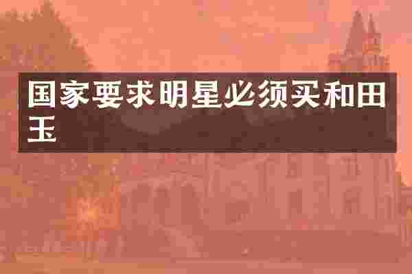 国家要求明星必须买和田玉