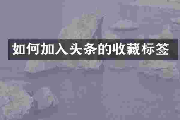 如何加入头条的收藏标签