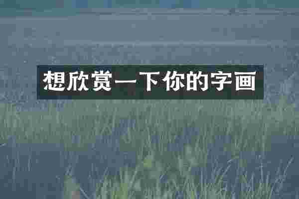 想欣赏一下你的字画