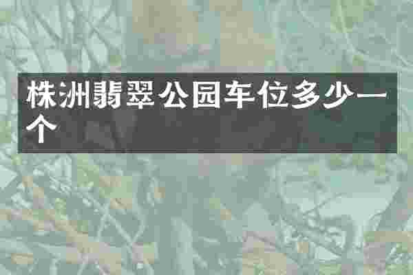株洲翡翠公园车位多少一个