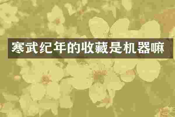 寒武纪年的收藏是机器嘛