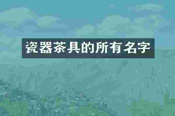 瓷器茶具的所有名字