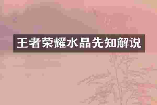 王者荣耀水晶先知解说