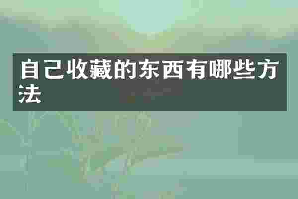 自己收藏的东西有哪些方法