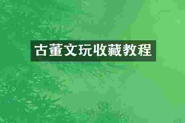 古董文玩收藏教程