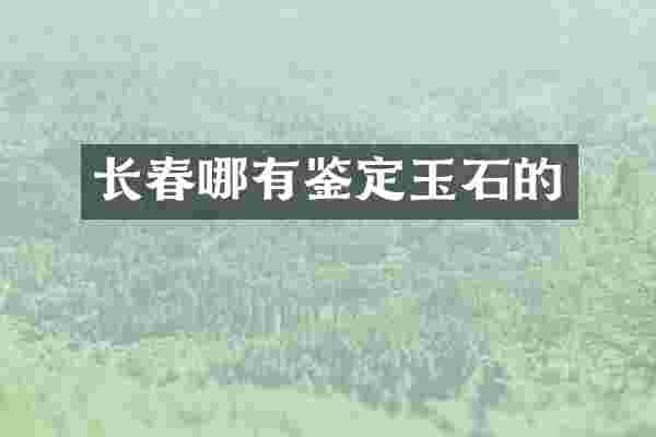 长春哪有鉴定玉石的