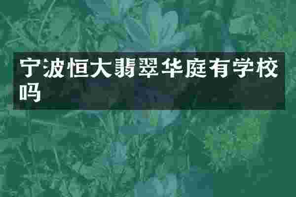宁波恒大翡翠华庭有学校吗
