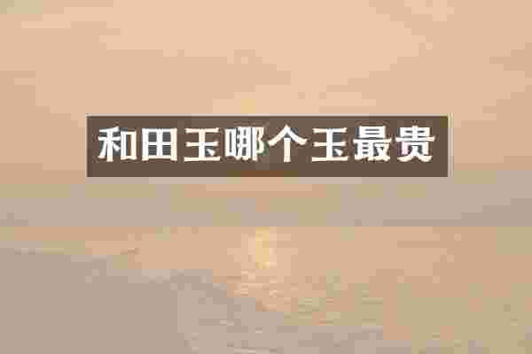 和田玉哪个玉最贵