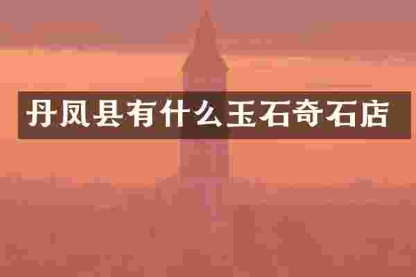 丹凤县有什么玉石奇石店