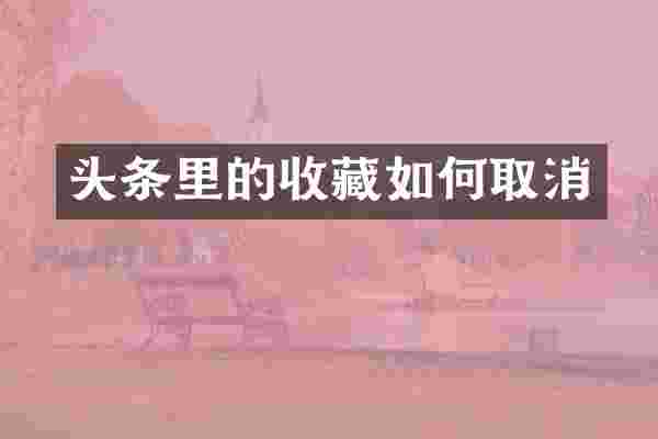 头条里的收藏如何取消