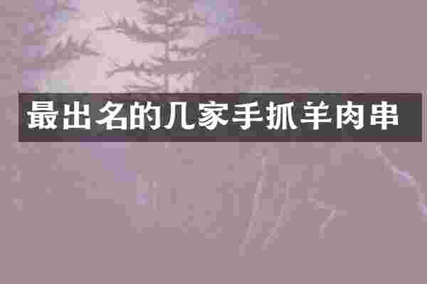 最出名的几家手抓羊肉串