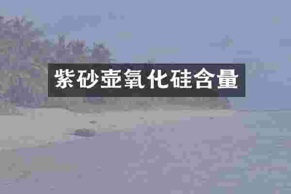 紫砂壶氧化硅含量