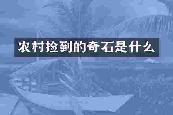 农村捡到的奇石是什么