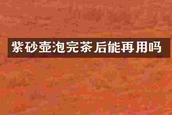 紫砂壶泡完茶后能再用吗