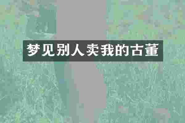 梦见别人卖我的古董