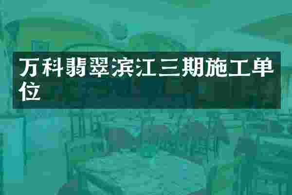 万科翡翠滨江三期施工单位