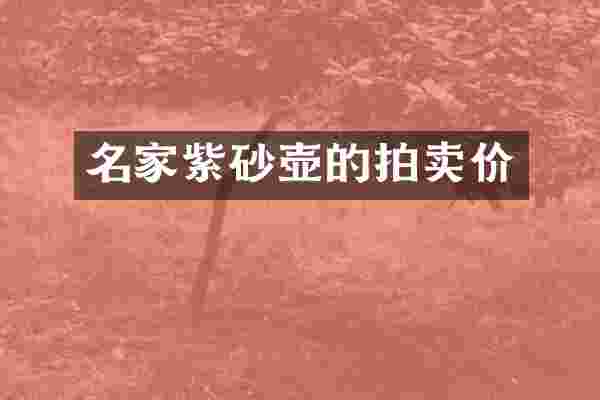 名家紫砂壶的拍卖价