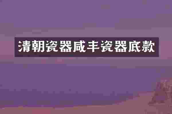 清朝瓷器咸丰瓷器底款