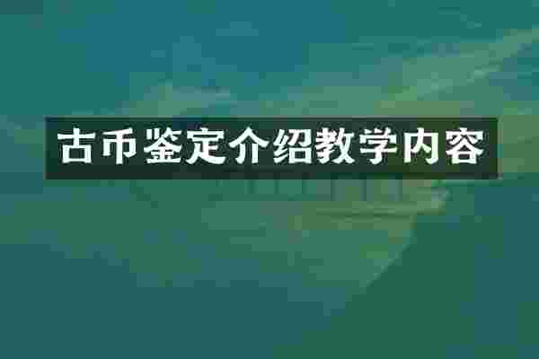 古币鉴定介绍教学内容