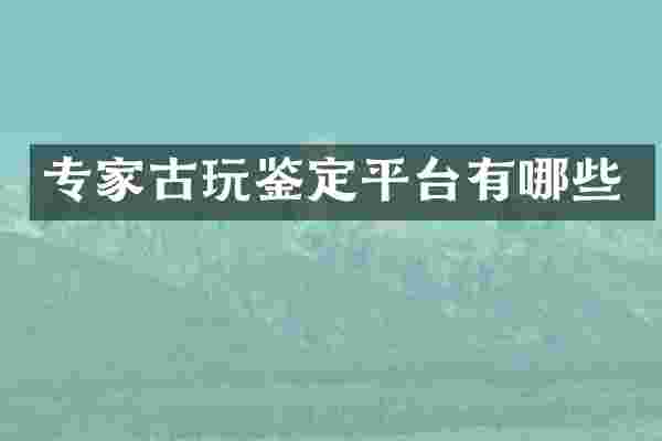 专家古玩鉴定平台有哪些