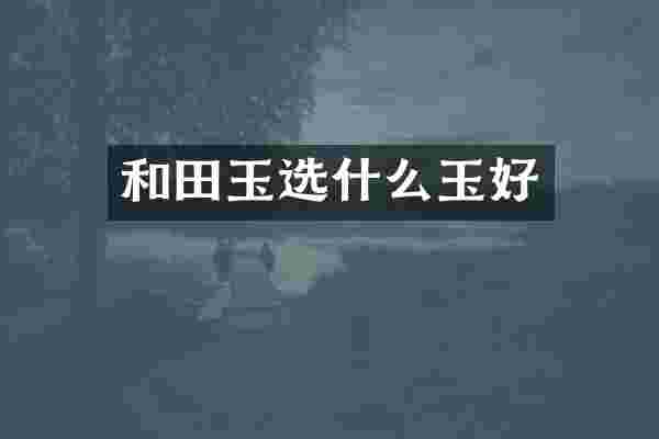 和田玉选什么玉好