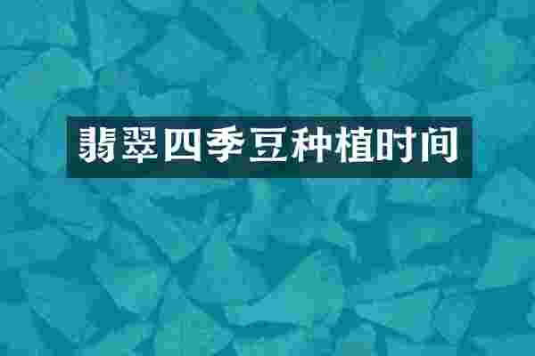 翡翠四季豆种植时间