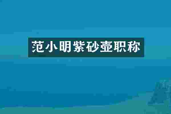 范小明紫砂壶职称