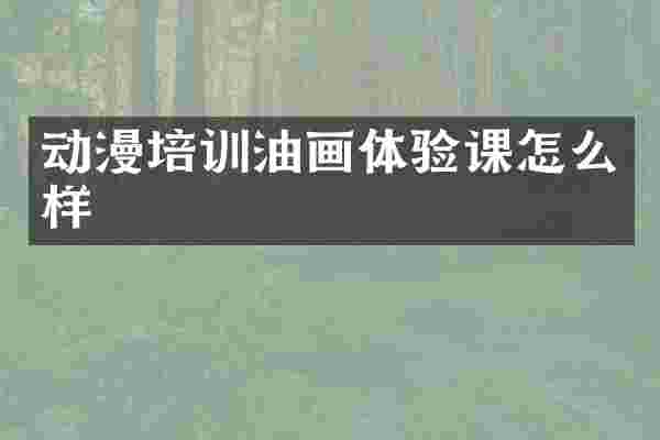 动漫培训油画体验课怎么样