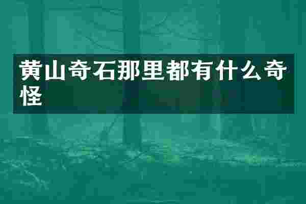 黄山奇石那里都有什么奇怪