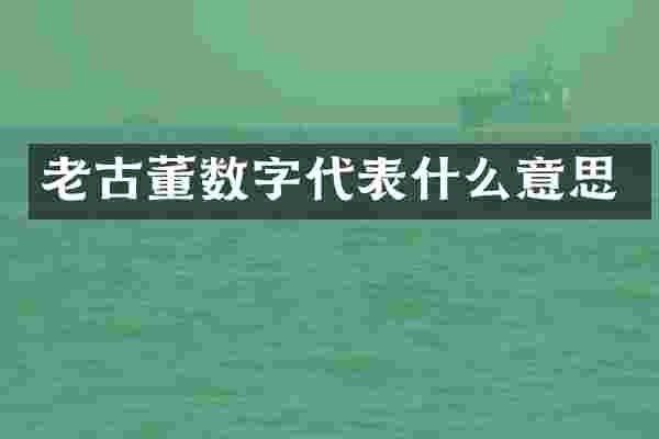 老古董数字代表什么意思