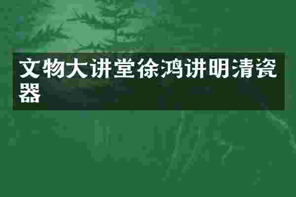 文物大讲堂徐鸿讲明清瓷器