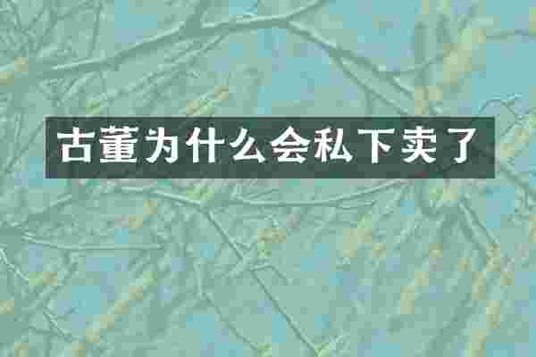 古董为什么会私下卖了
