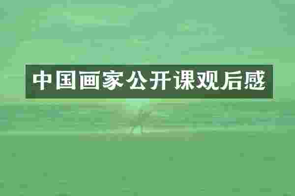 中国画家公开课观后感