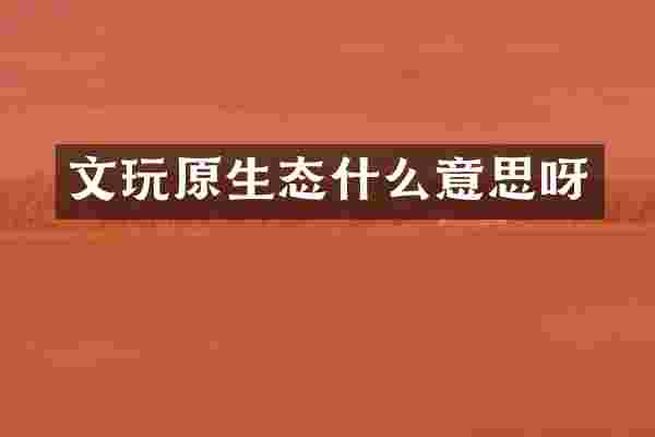 文玩原生态什么意思呀