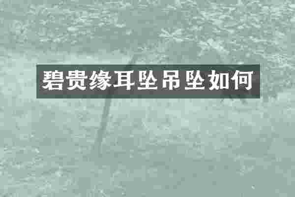 碧贵缘耳坠吊坠如何
