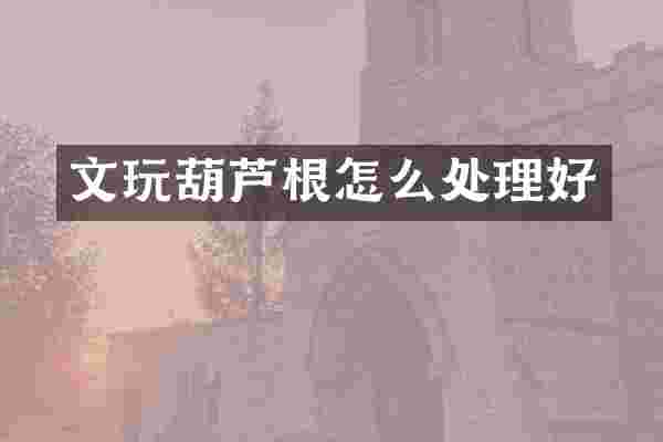 文玩葫芦根怎么处理好