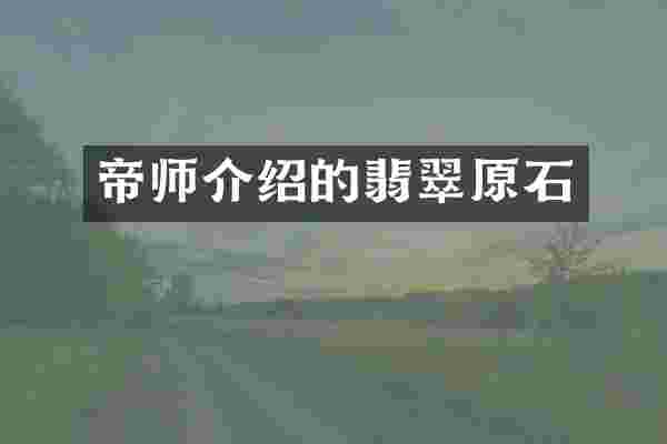 帝师介绍的翡翠原石