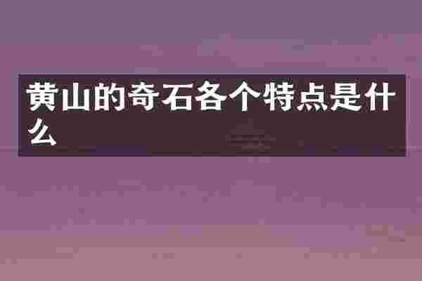黄山的奇石各个特点是什么